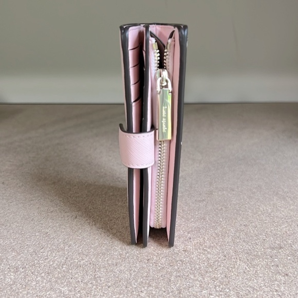 NWT Kate Spade Staci Medium Compact Bifold Wallet (Chalk Pink) - Picture 3 of 9